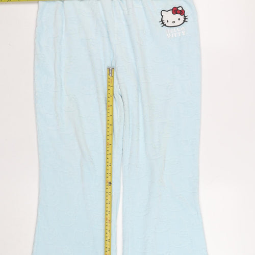 Sanrio Hello Kitty Blue Fleece Lounge Trousers Women M Elastic Waist