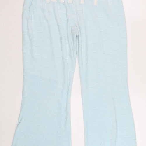 Sanrio Hello Kitty Blue Fleece Lounge Trousers Women M Elastic Waist