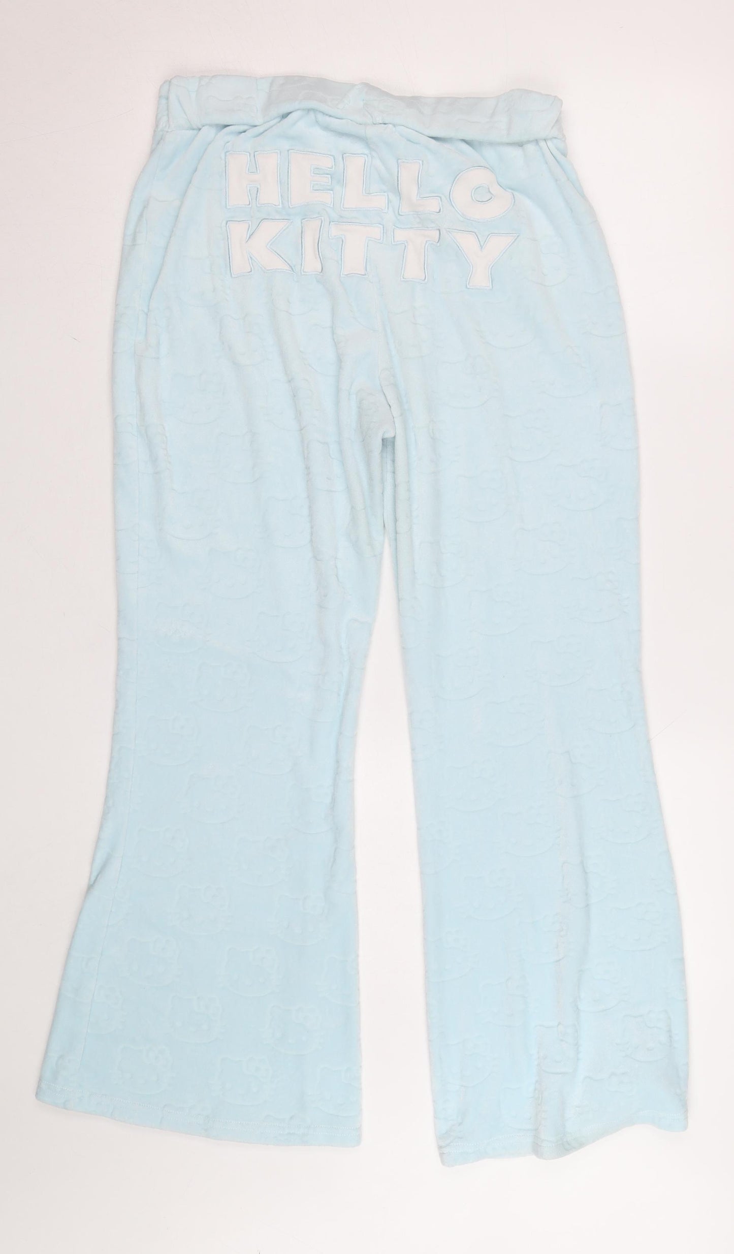 Sanrio Hello Kitty Blue Fleece Lounge Trousers Women M Elastic Waist