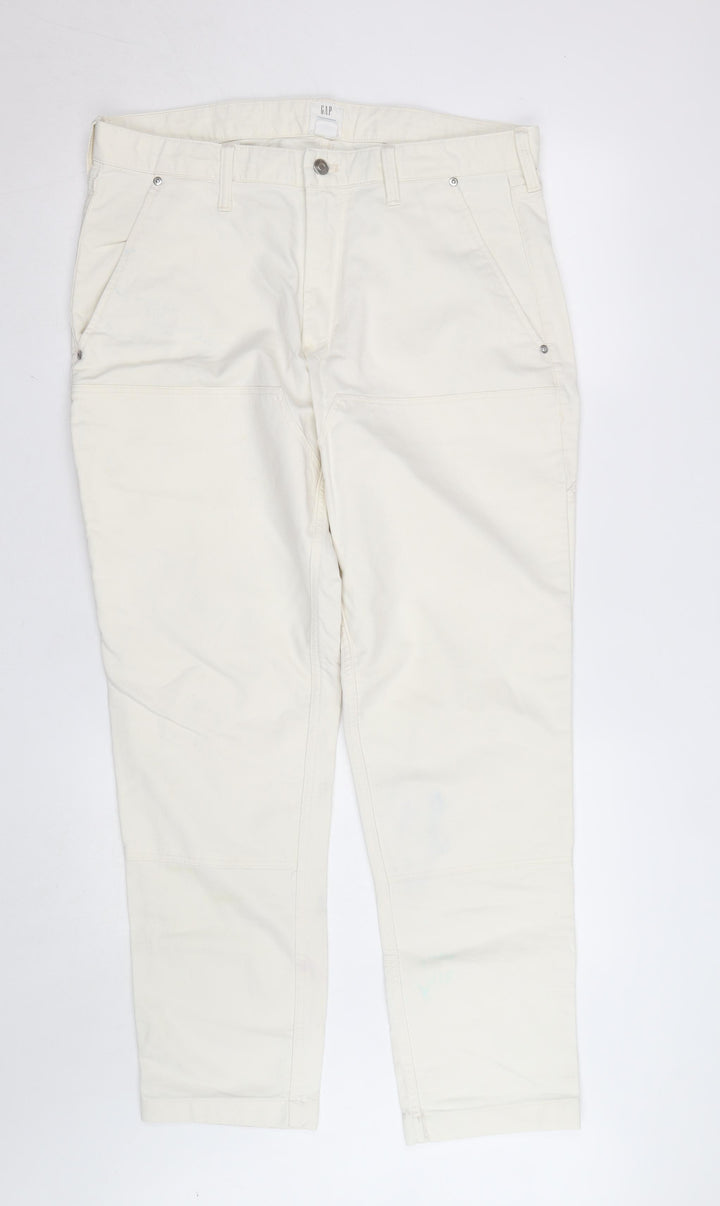 GAP Men’s Beige Cargo Trousers Size 34x32 Cotton Blend Workwear