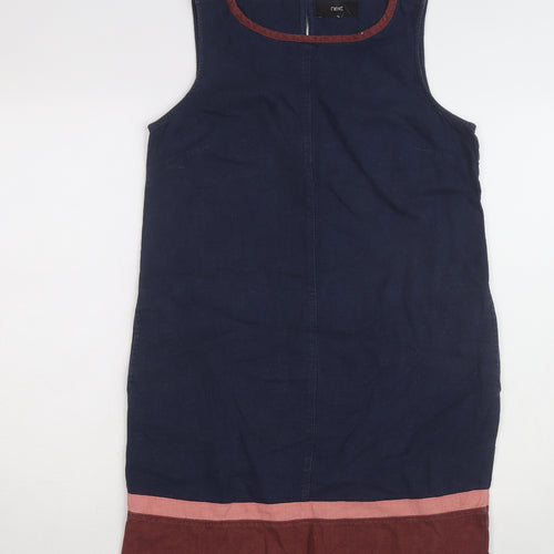 Next Women Blue Linen Sleeveless Shift Dress Size 8