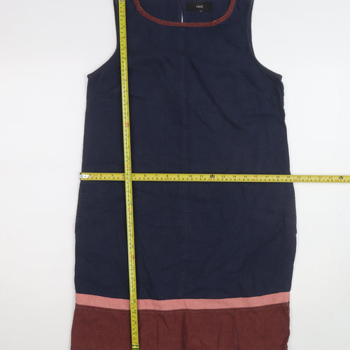 Next Women Blue Linen Sleeveless Shift Dress Size 8