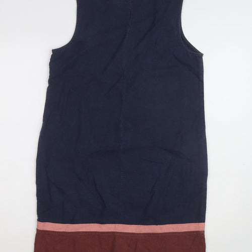 Next Women Blue Linen Sleeveless Shift Dress Size 8
