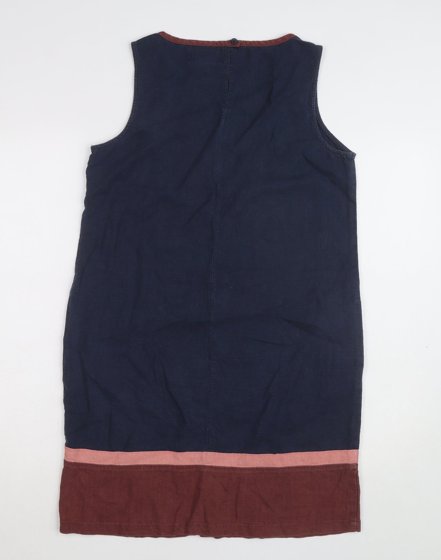 Next Women Blue Linen Sleeveless Shift Dress Size 8