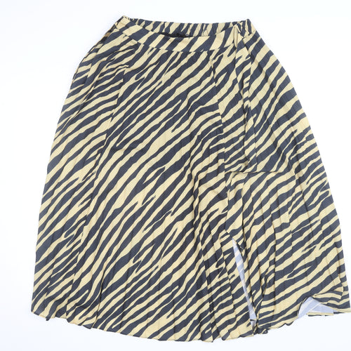Topshop Women’s Beige Animal Print Pleated Midi Skirt Size 10
