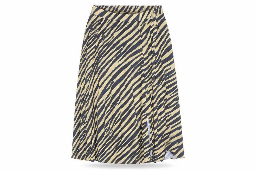 Topshop Women’s Beige Animal Print Pleated Midi Skirt Size 10