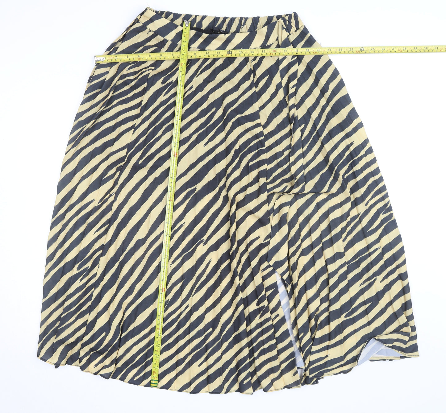 Topshop Women’s Beige Animal Print Pleated Midi Skirt Size 10