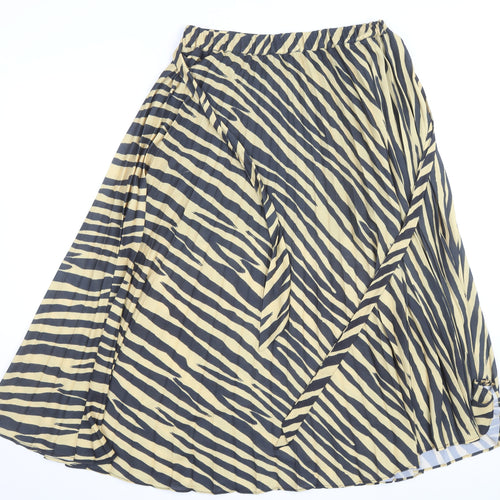 Topshop Women’s Beige Animal Print Pleated Midi Skirt Size 10