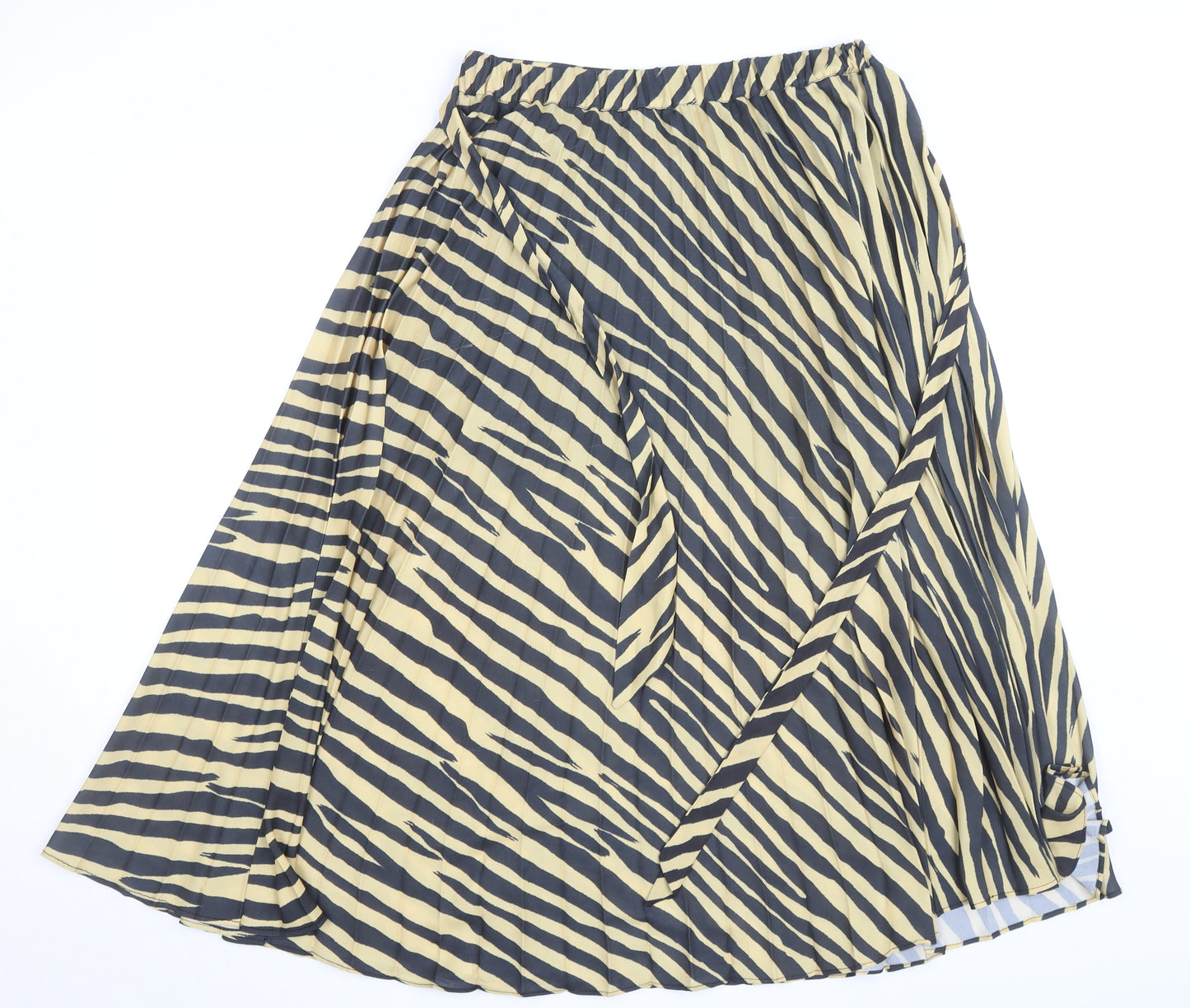 Topshop Women’s Beige Animal Print Pleated Midi Skirt Size 10