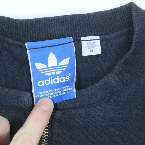 Adidas Women's Black Full Zip Sweatshirt M Cotton Blend Casual