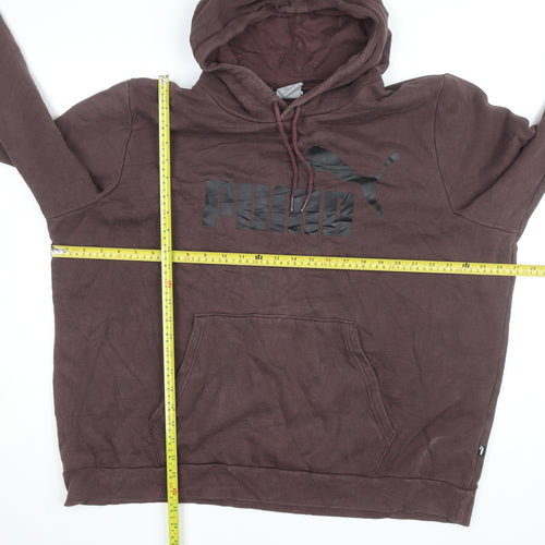 Puma Men's Brown 2XL Pullover Hoodie with Logo Print