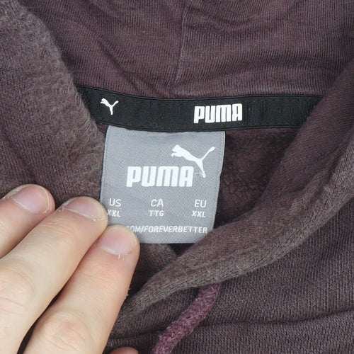 Puma Men's Brown 2XL Pullover Hoodie with Logo Print