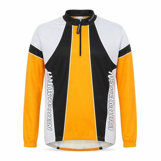 Nakamura Men's Orange Black Cycling Jersey Long Sleeve M
