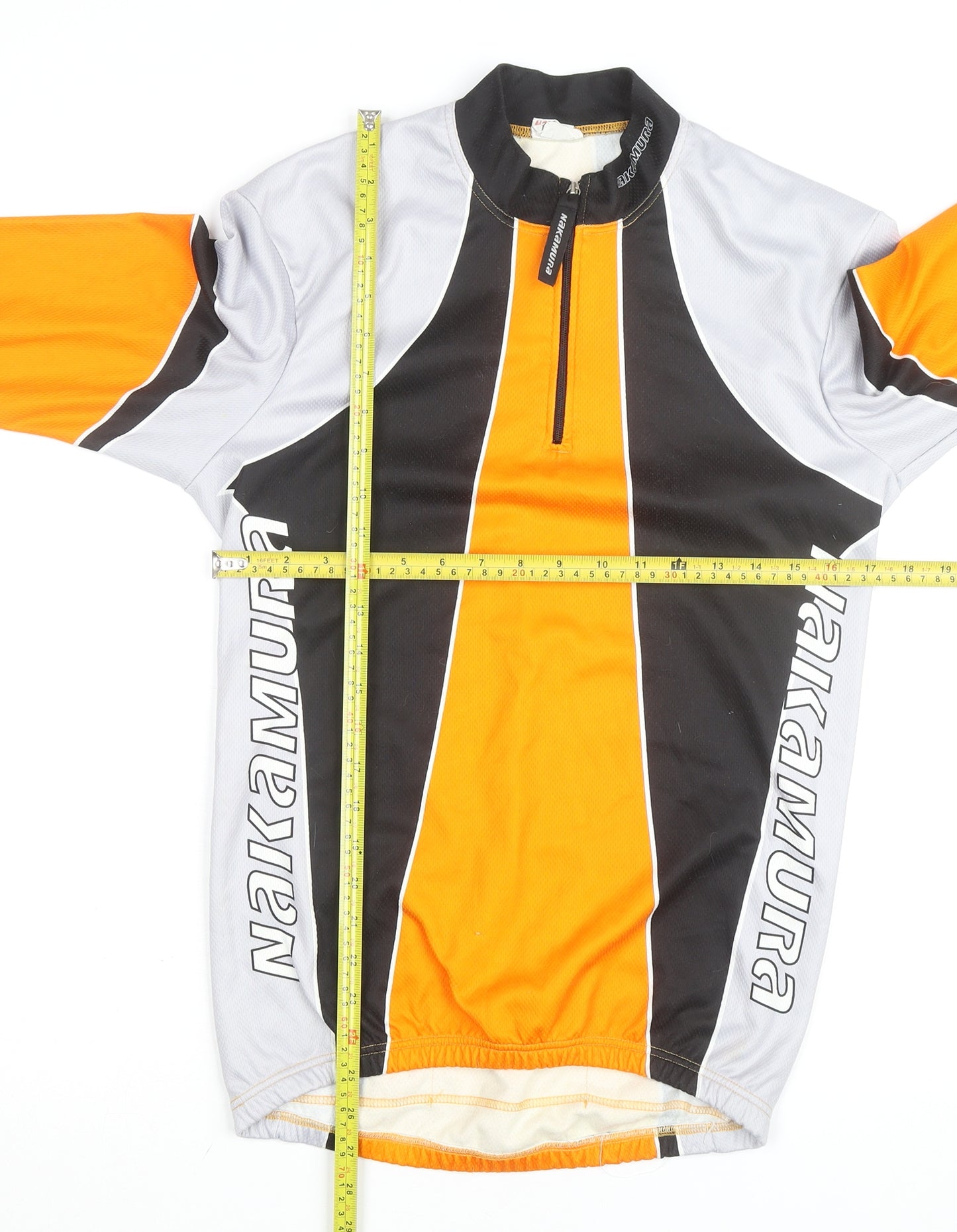 Nakamura Men's Orange Black Cycling Jersey Long Sleeve M