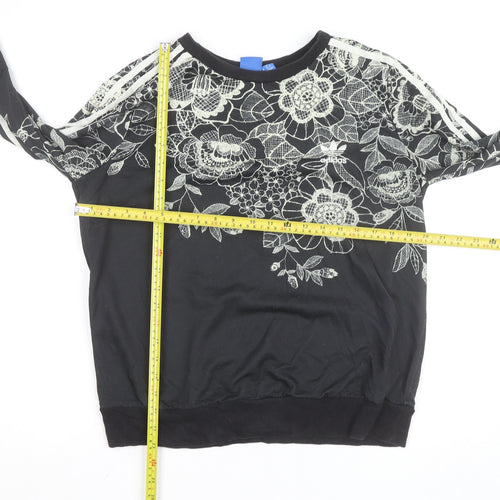 Adidas Unisex Black Floral Crew Neck Sweatshirt Size S