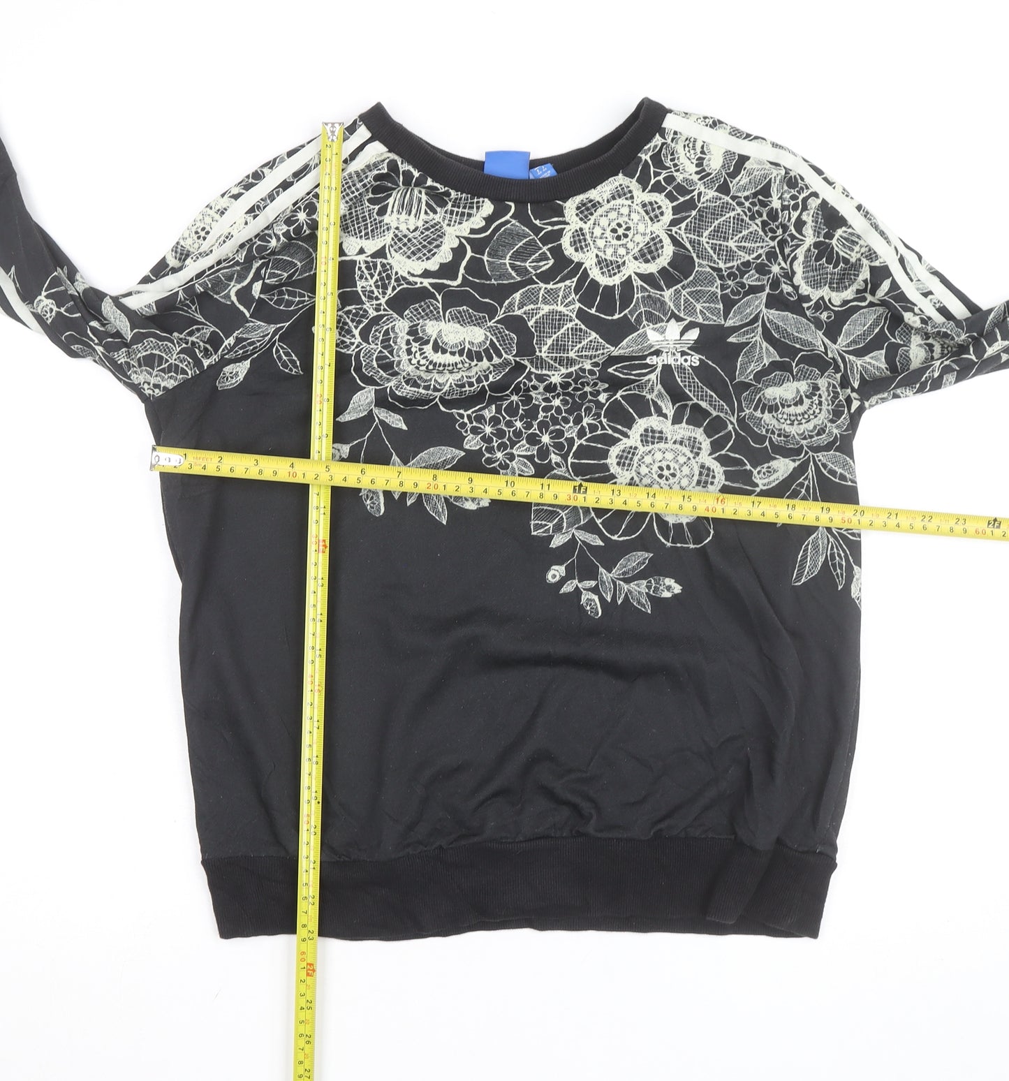 Adidas Unisex Black Floral Crew Neck Sweatshirt Size S