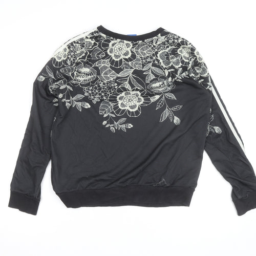 Adidas Unisex Black Floral Crew Neck Sweatshirt Size S