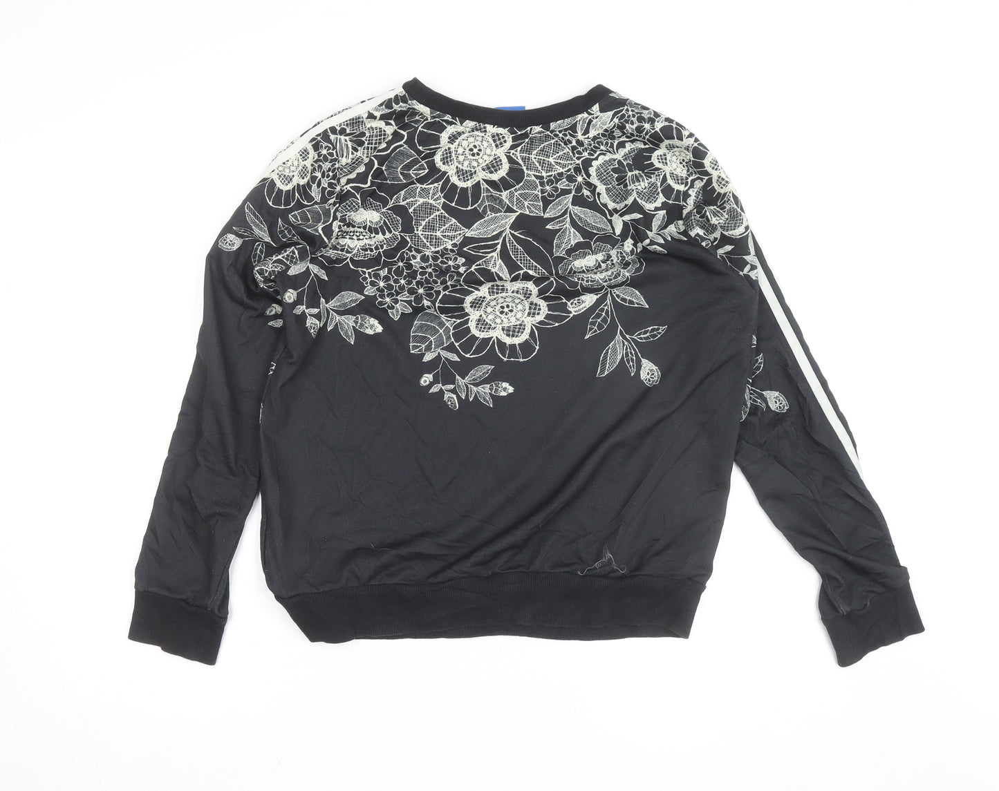 Adidas Unisex Black Floral Crew Neck Sweatshirt Size S