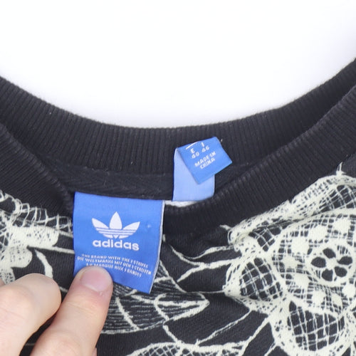 Adidas Unisex Black Floral Crew Neck Sweatshirt Size S