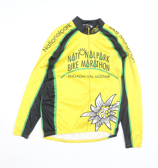 Cuore Men’s Yellow Cycling Track Jacket M Full Zip Breathable