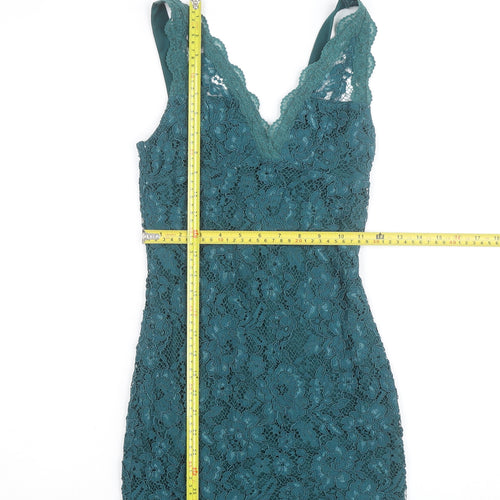 Topshop Women’s Green Lace Bodycon Dress UK 6 Sleeveless Partywear