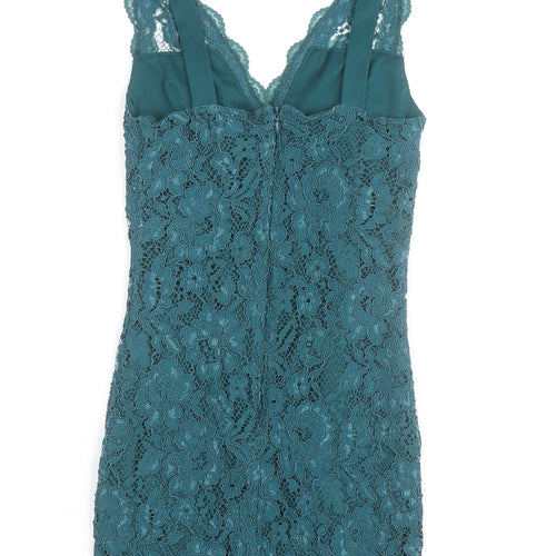 Topshop Women’s Green Lace Bodycon Dress UK 6 Sleeveless Partywear