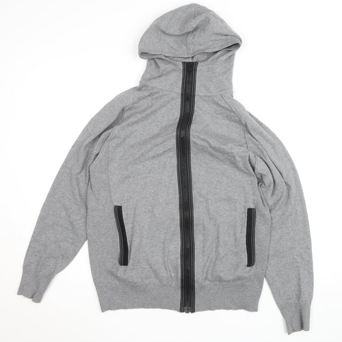 Next Men’s Grey Full Zip Hoodie Size M Regular Cotton Knit