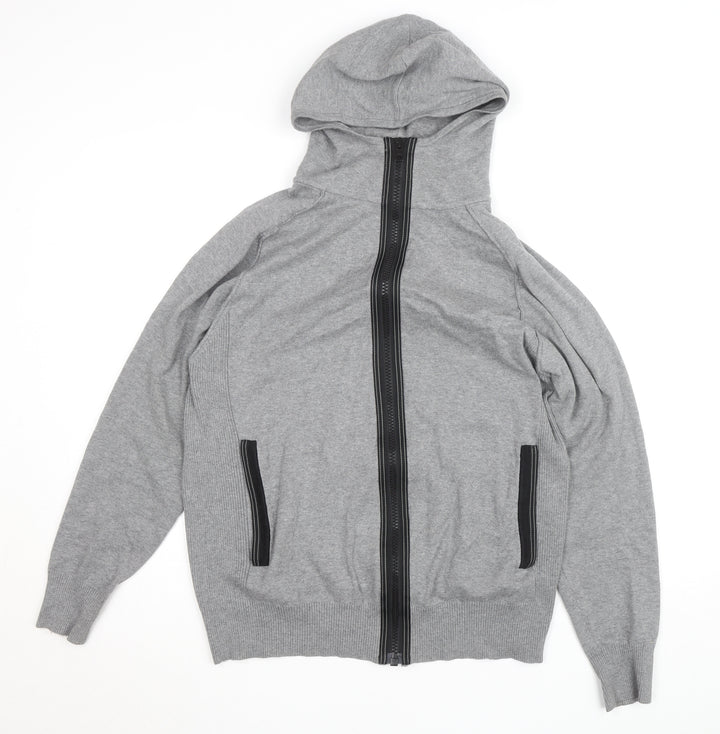 Next Men’s Grey Full Zip Hoodie Size M Regular Cotton Knit