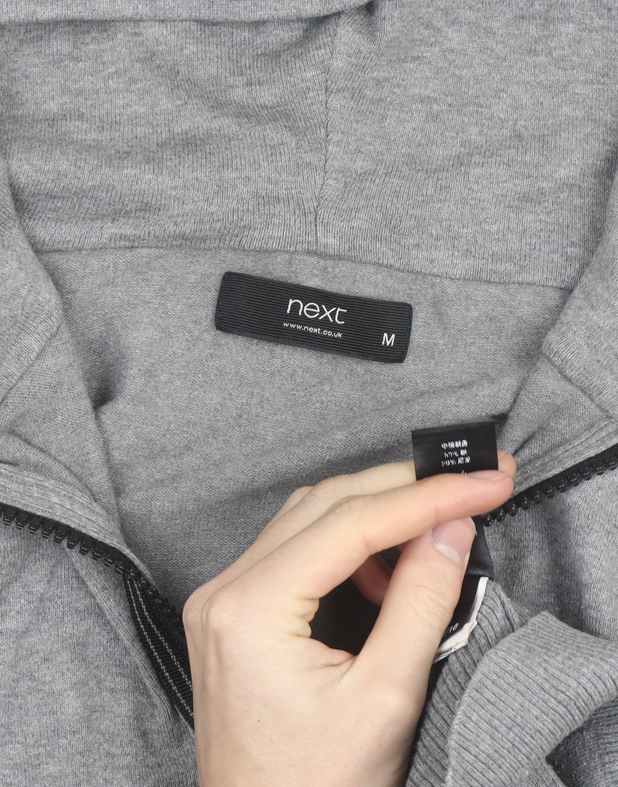 Next Men’s Grey Full Zip Hoodie Size M Regular Cotton Knit