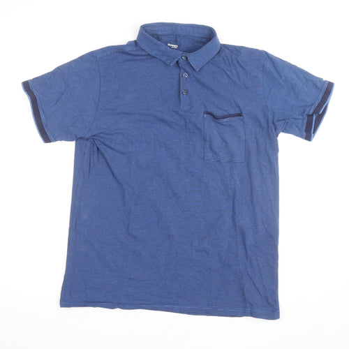 Dunnes Stores Men's Blue Slim Fit Polo Shirt Size L Cotton