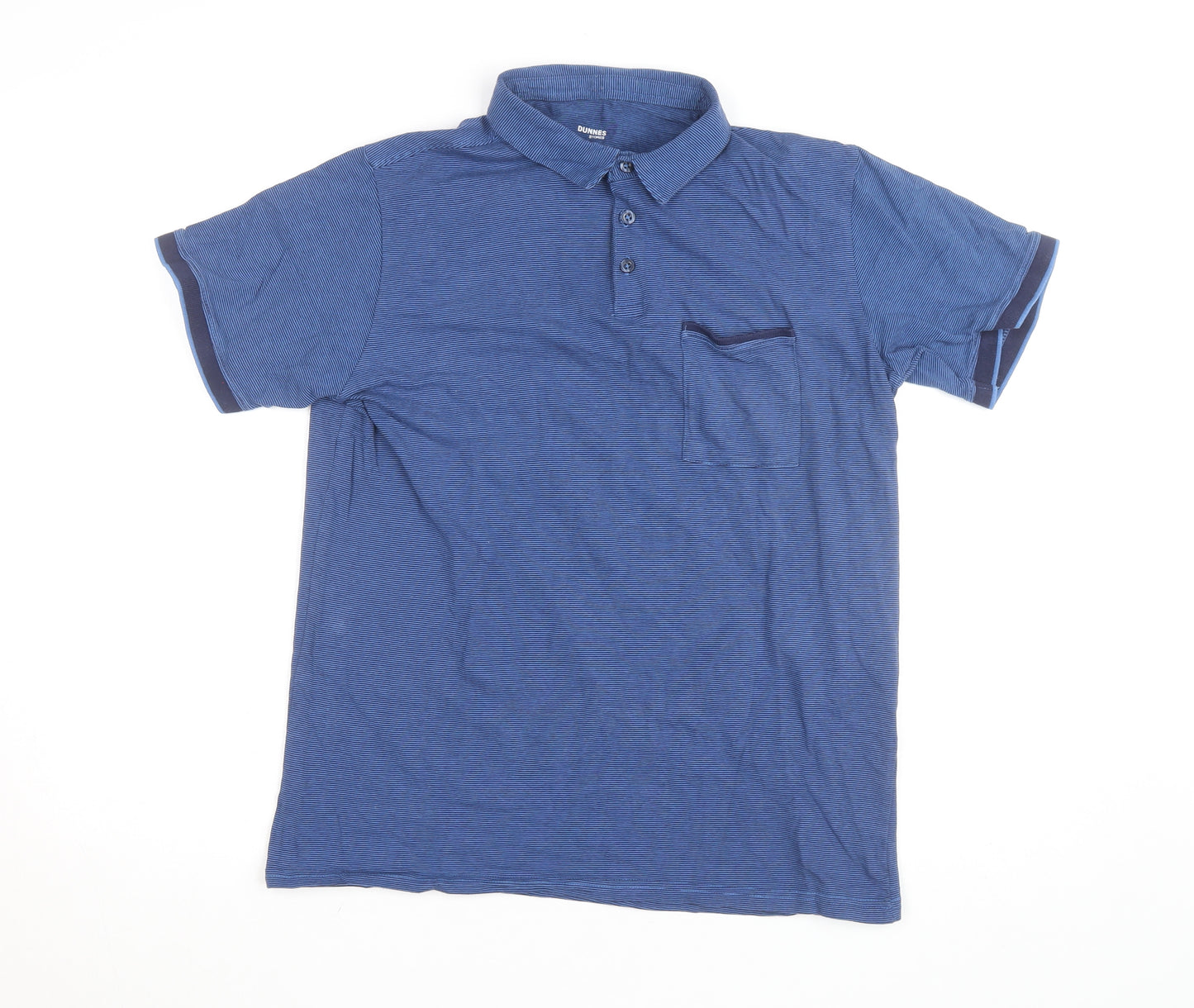 Dunnes Stores Men's Blue Slim Fit Polo Shirt Size L Cotton