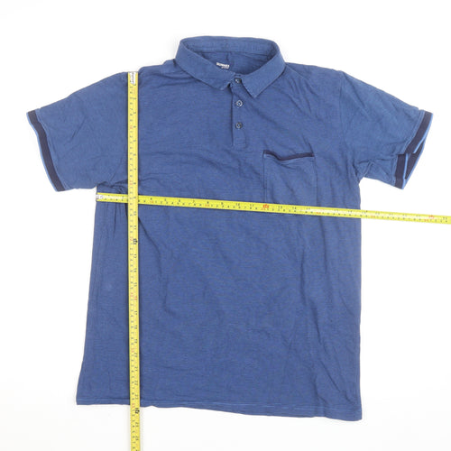 Dunnes Stores Men's Blue Slim Fit Polo Shirt Size L Cotton
