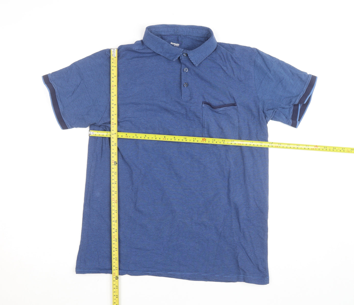 Dunnes Stores Men's Blue Slim Fit Polo Shirt Size L Cotton