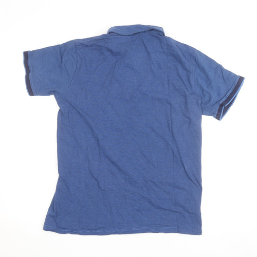 Dunnes Stores Men's Blue Slim Fit Polo Shirt Size L Cotton