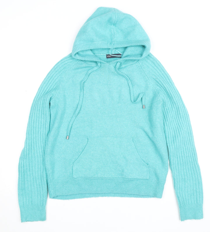 Marks and Spencer Women’s Blue Hooded Knit Jumper Size S