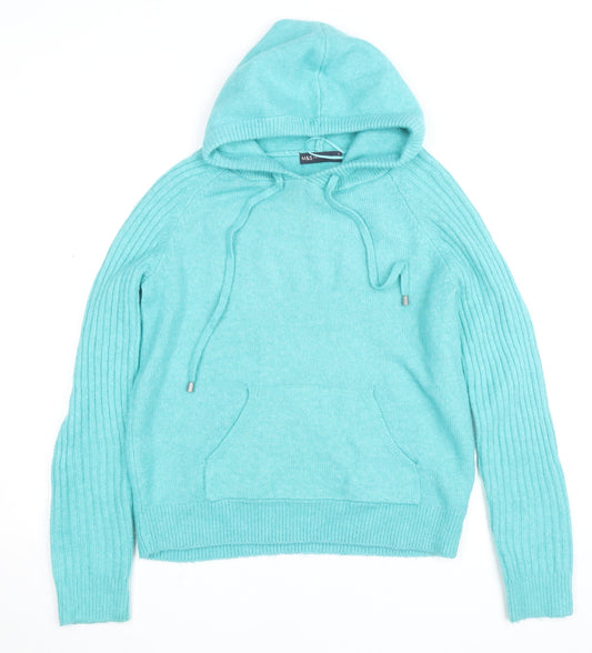 Marks and Spencer Women’s Blue Hooded Knit Jumper Size S