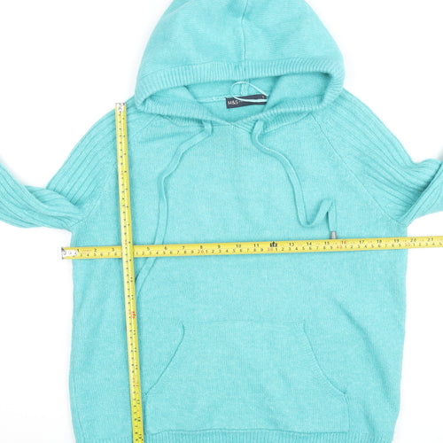 Marks and Spencer Women’s Blue Hooded Knit Jumper Size S