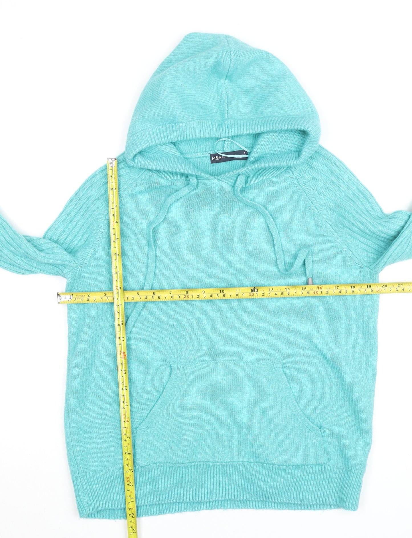 Marks and Spencer Women’s Blue Hooded Knit Jumper Size S
