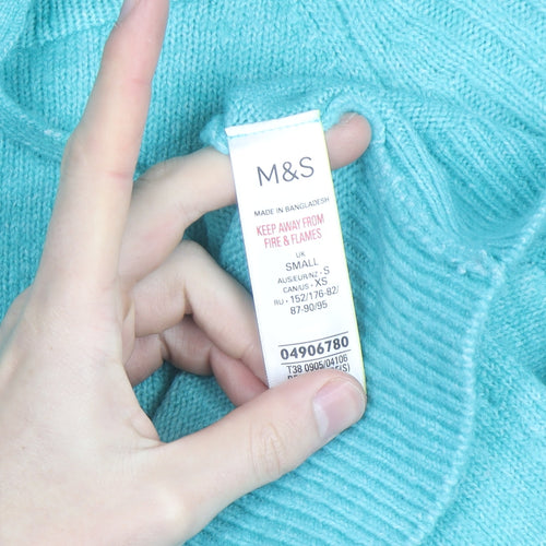 Marks and Spencer Women’s Blue Hooded Knit Jumper Size S