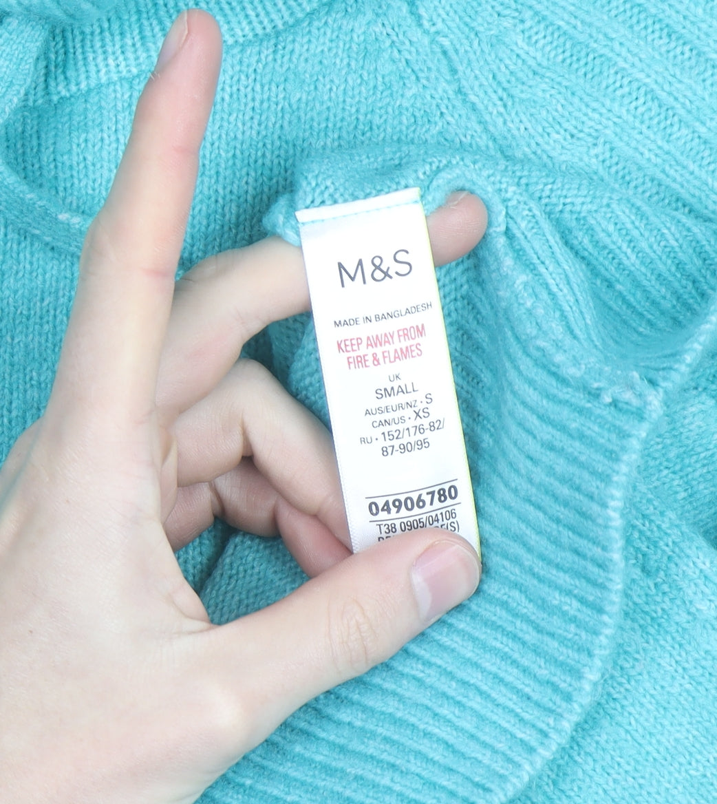 Marks and Spencer Women’s Blue Hooded Knit Jumper Size S