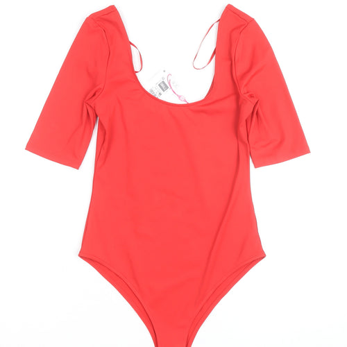 Savida Women's Red Scoop Neck Stretch Bodysuit Size S