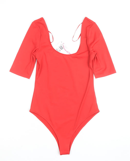 Savida Women's Red Scoop Neck Stretch Bodysuit Size S