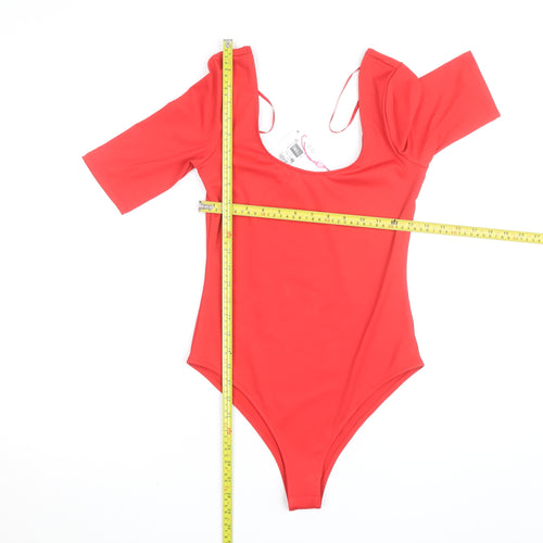 Savida Women's Red Scoop Neck Stretch Bodysuit Size S