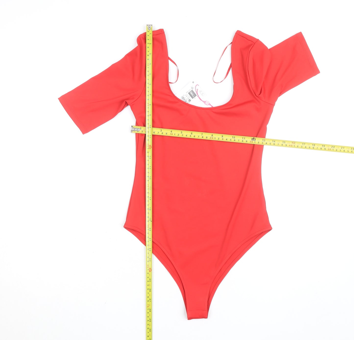 Savida Women's Red Scoop Neck Stretch Bodysuit Size S