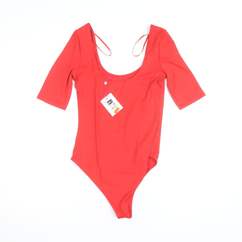 Savida Women's Red Scoop Neck Stretch Bodysuit Size S