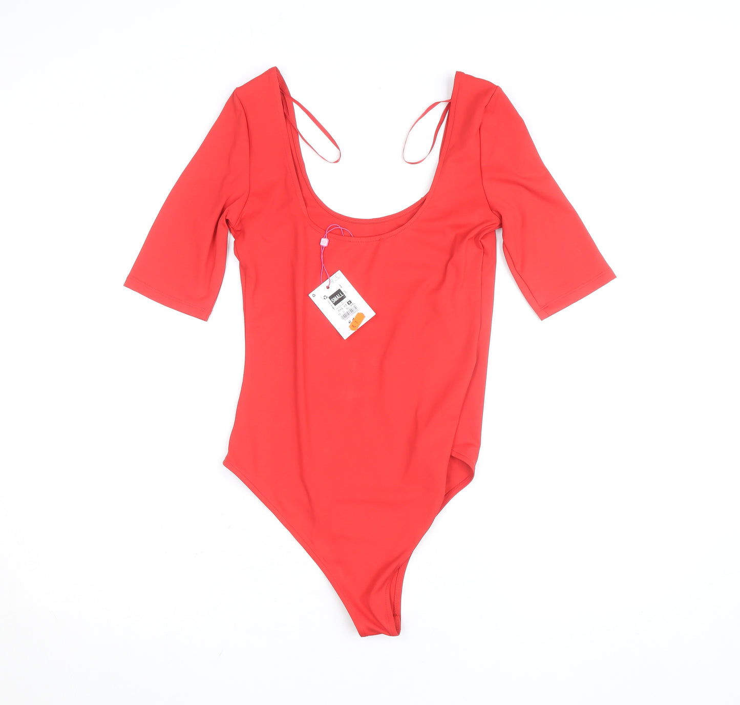 Savida Women's Red Scoop Neck Stretch Bodysuit Size S