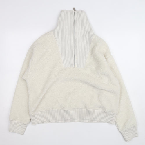 Marks and Spencer Womens Ivory Fleece 1/2 Zip High Neck Jumper M