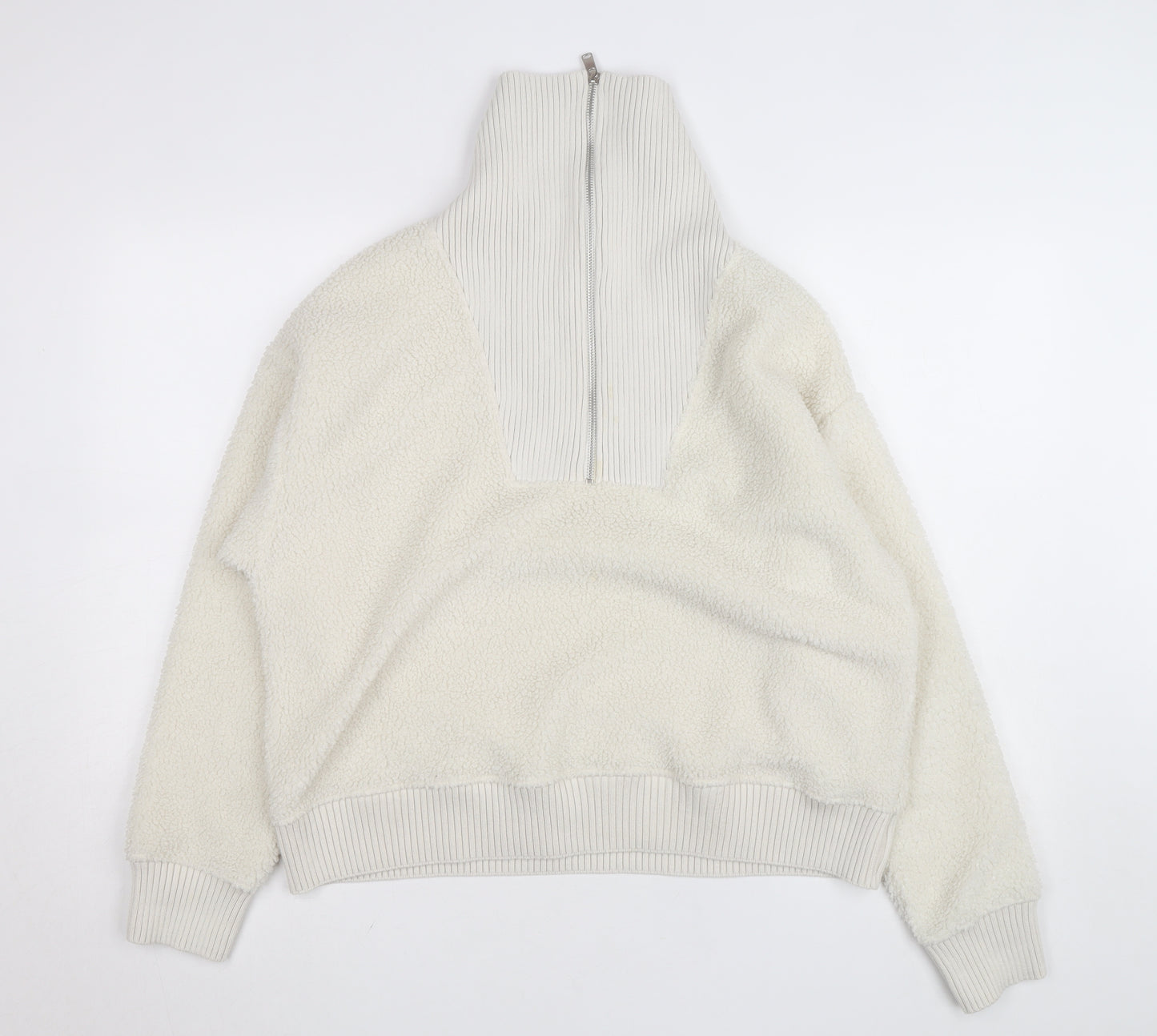 Marks and Spencer Womens Ivory Fleece 1/2 Zip High Neck Jumper M