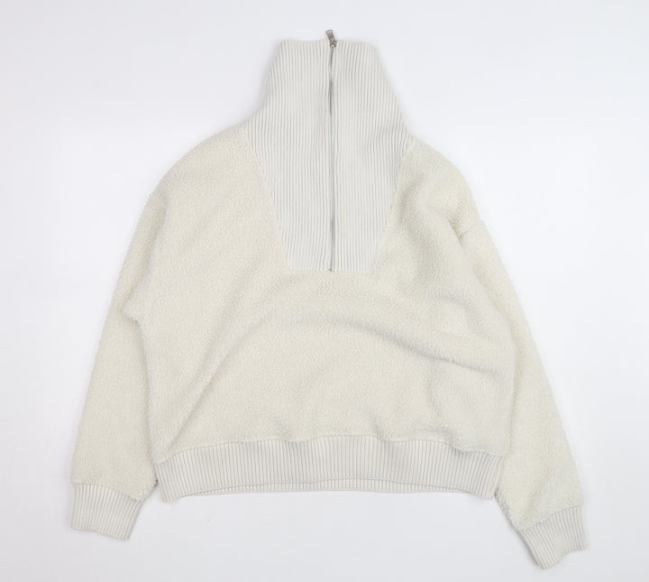 Marks and Spencer Womens Ivory Fleece 1/2 Zip High Neck Jumper M
