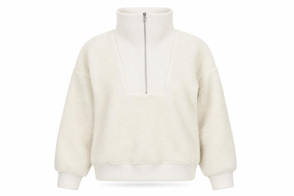 Marks and Spencer Womens Ivory Fleece 1/2 Zip High Neck Jumper M